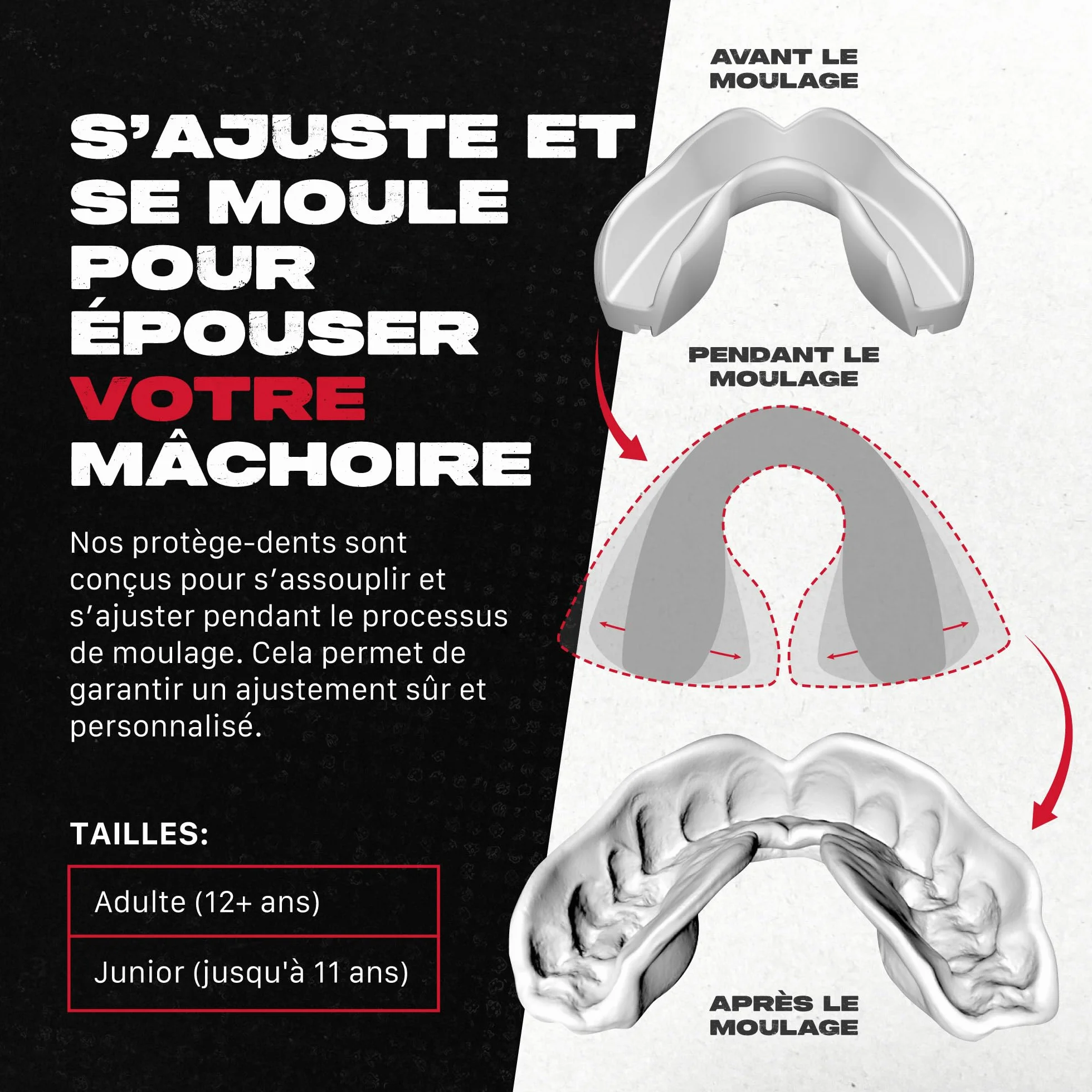 SafeJawz Nitro Protège-dents pour sports de contact avec étui Gris
