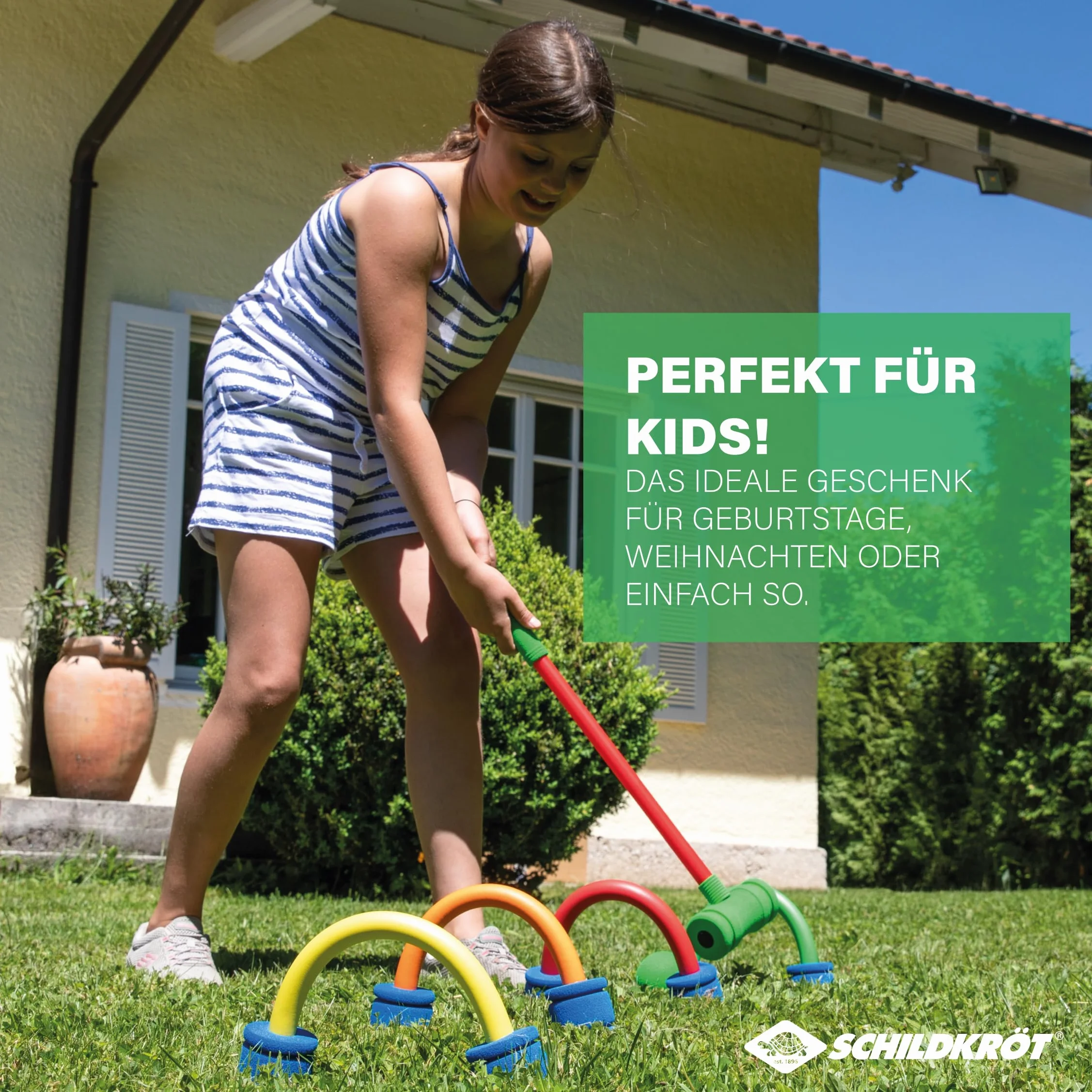 Schildkröt Jeu de Croquet Souple Set en Mousse pour Enfants 2 maillets 2 balles 4 arceaux