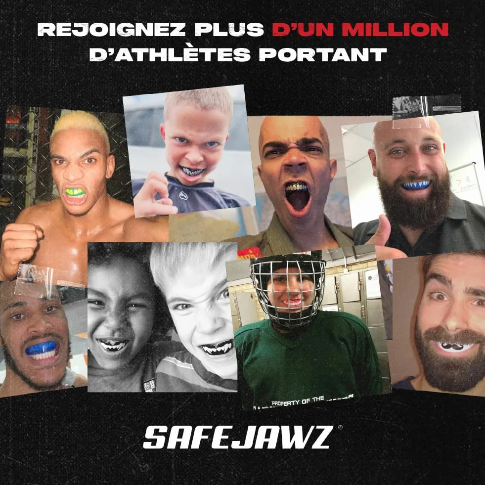 SafeJawz Nitro Protège-dents pour sports de contact avec étui Gris