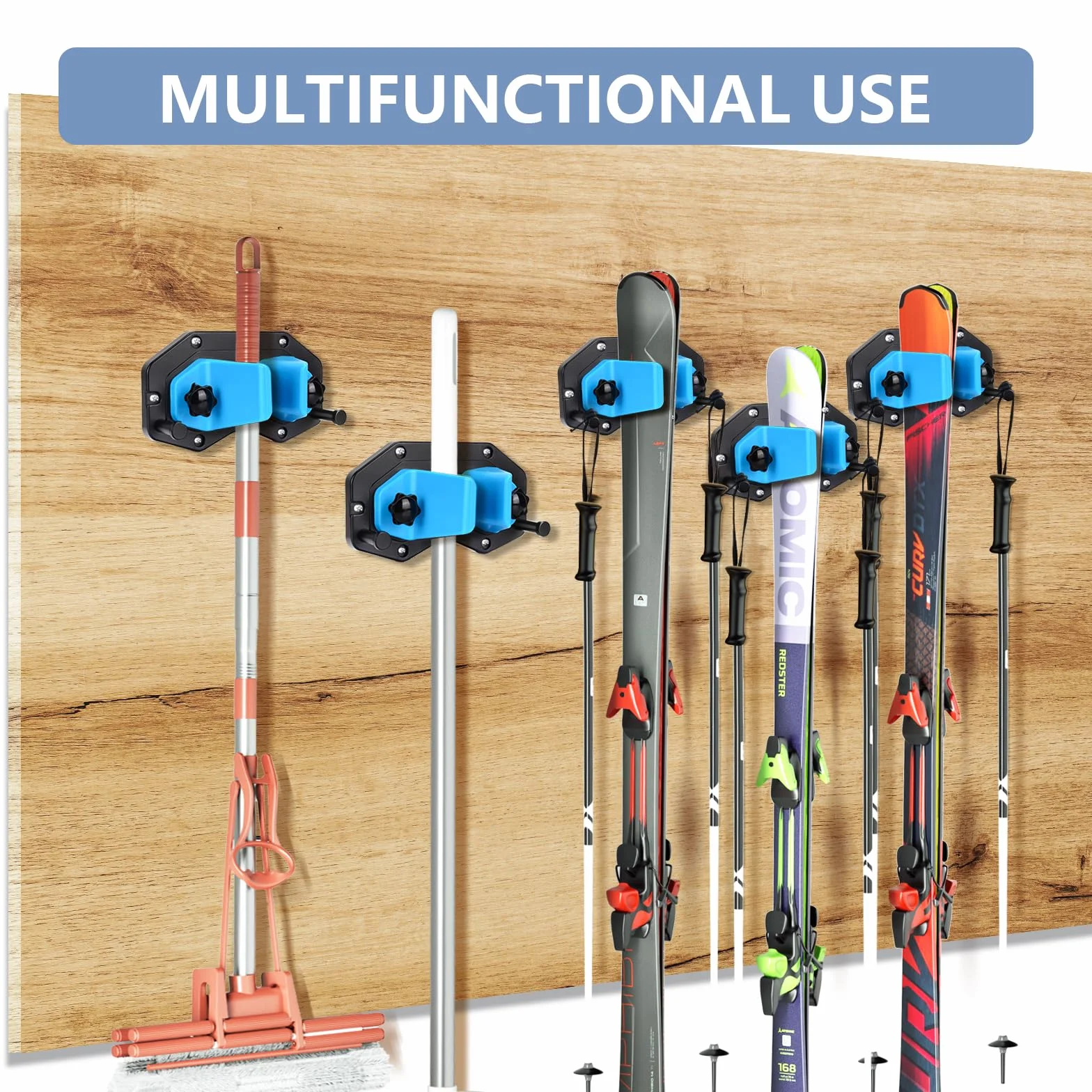 BOOSTEADY Support Mural pour Ski et Snowboard, Porte-Skis en Plastique ABS, 2 Pièces