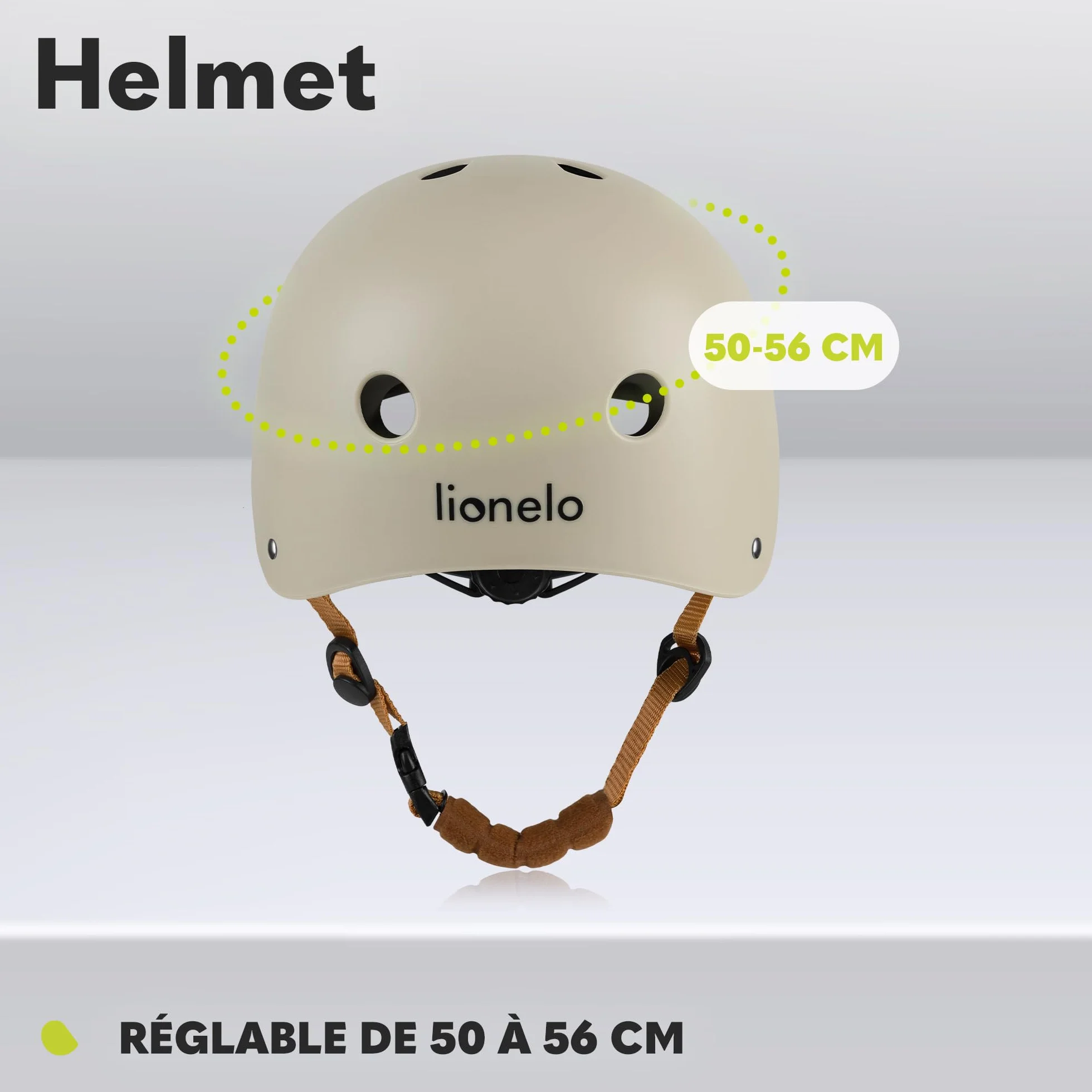 LIONELO Casque Protecteur de Vélo Enfants Réglable 50-56 cm Protège-Menton Certifié Intertek Taille S