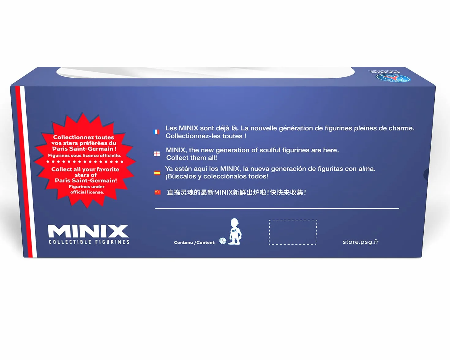 MINIX - PSG Paris Saint-Germain - Pack de 5 - Figurine à Collectionner 7cm