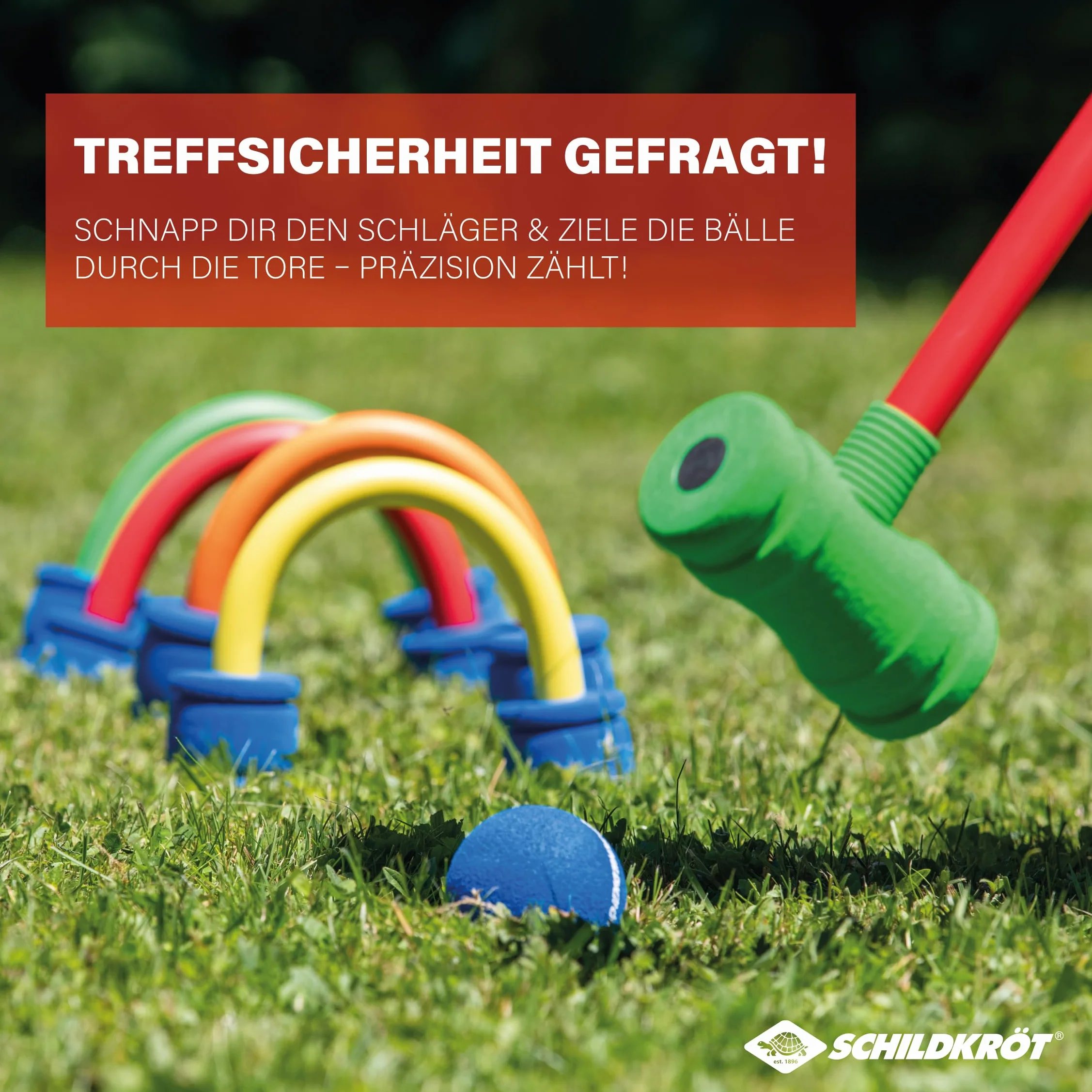 Schildkröt Jeu de Croquet Souple Set en Mousse pour Enfants 2 maillets 2 balles 4 arceaux
