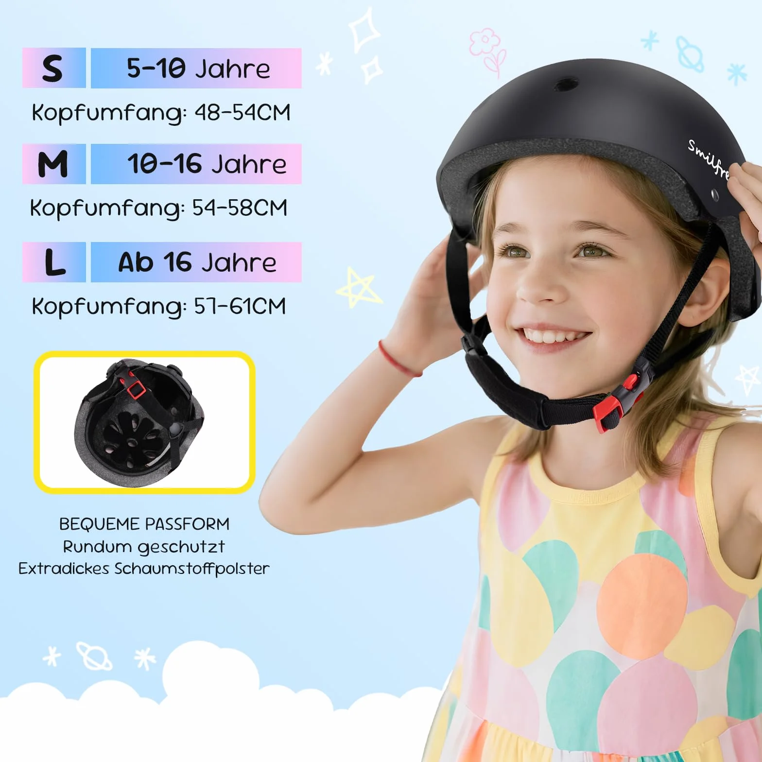 Smilfree Casque de vélo pour enfants garçons Casque de skate : casque de vélo léger pour enfants filles à partir de 3 ans - Casque de skate pour enfants pour vélo, skateboard, scooter, BMX, enfant et