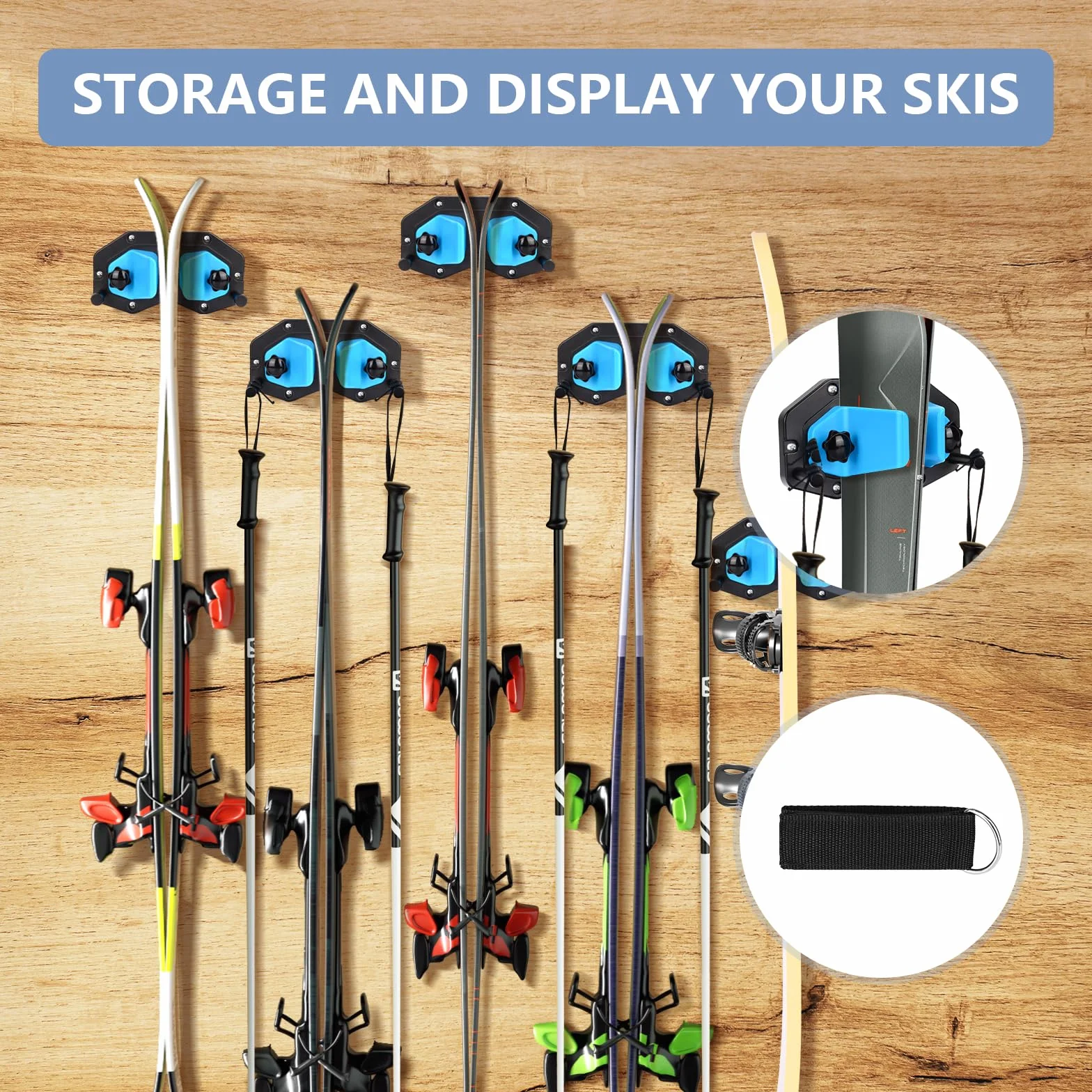 BOOSTEADY Support Mural pour Ski et Snowboard, Porte-Skis en Plastique ABS, 2 Pièces