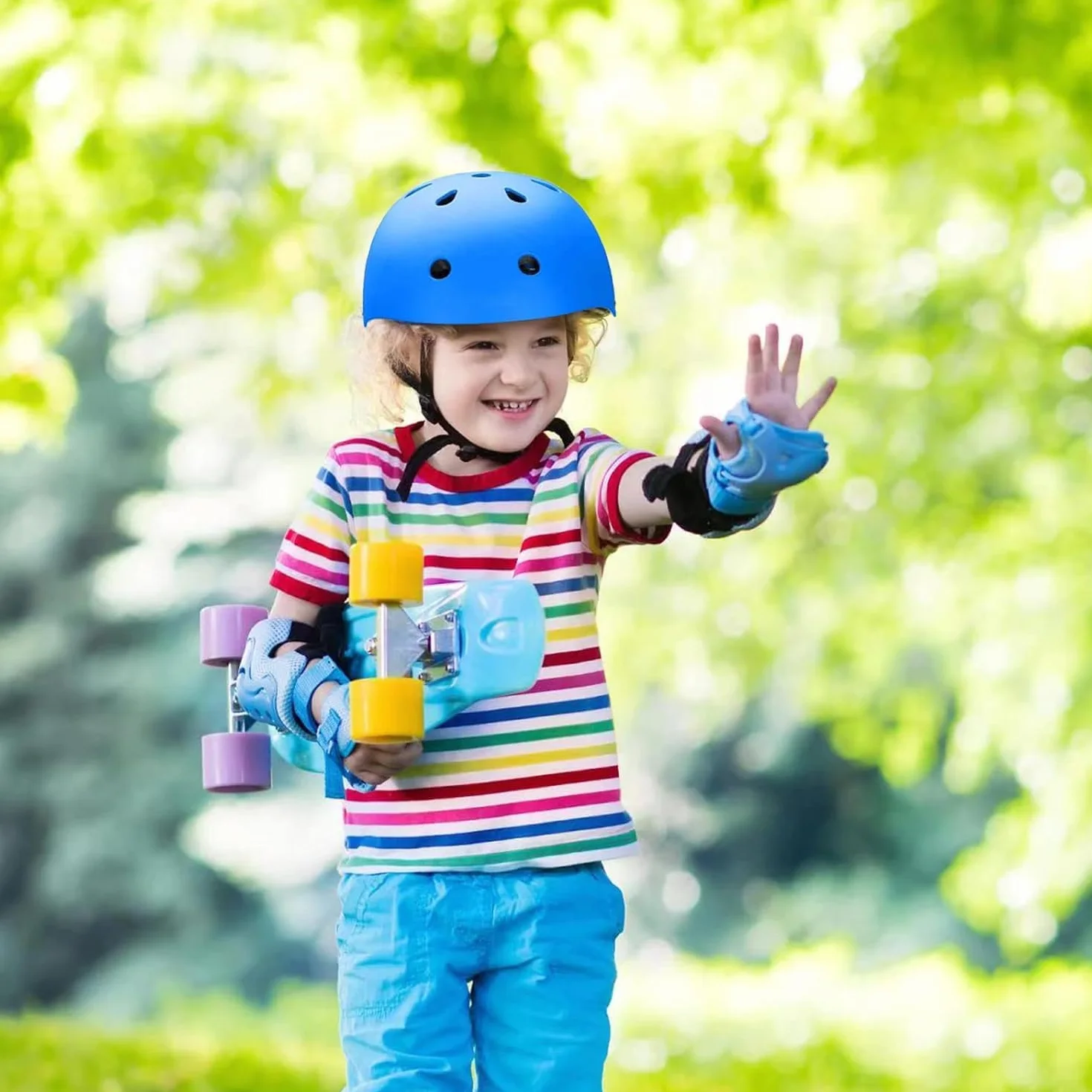 Ensemble de genouillères pour enfants de 3 à 10 ans, avec casque, genouillères et coudières, équipement de protection pour rollers, skateboard, vélo