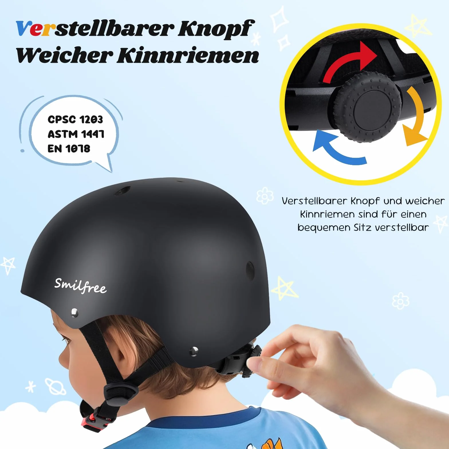 Smilfree Casque de vélo pour enfants garçons Casque de skate : casque de vélo léger pour enfants filles à partir de 3 ans - Casque de skate pour enfants pour vélo, skateboard, scooter, BMX, enfant et