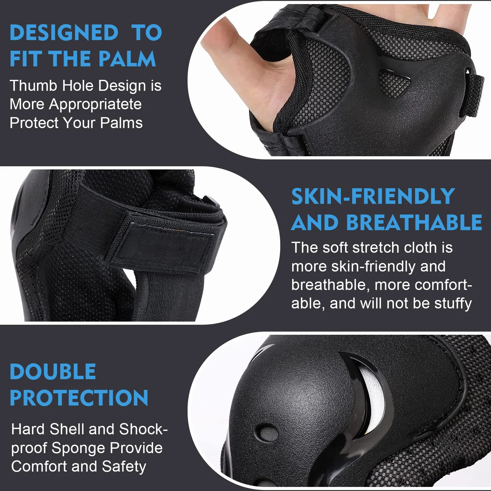 Protection Enfant Adulte Ensemble de Protection avec Genouillères, Coudières et Protèges-Poignets 6 en 1 pour Le Planche à roulettes, Scooter, Vélo, Cyclisme