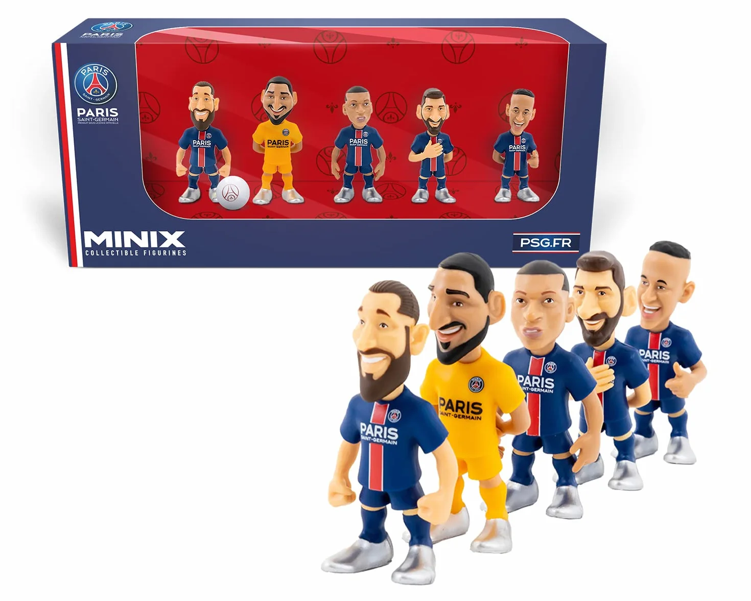 MINIX - PSG Paris Saint-Germain - Pack de 5 - Figurine à Collectionner 7cm