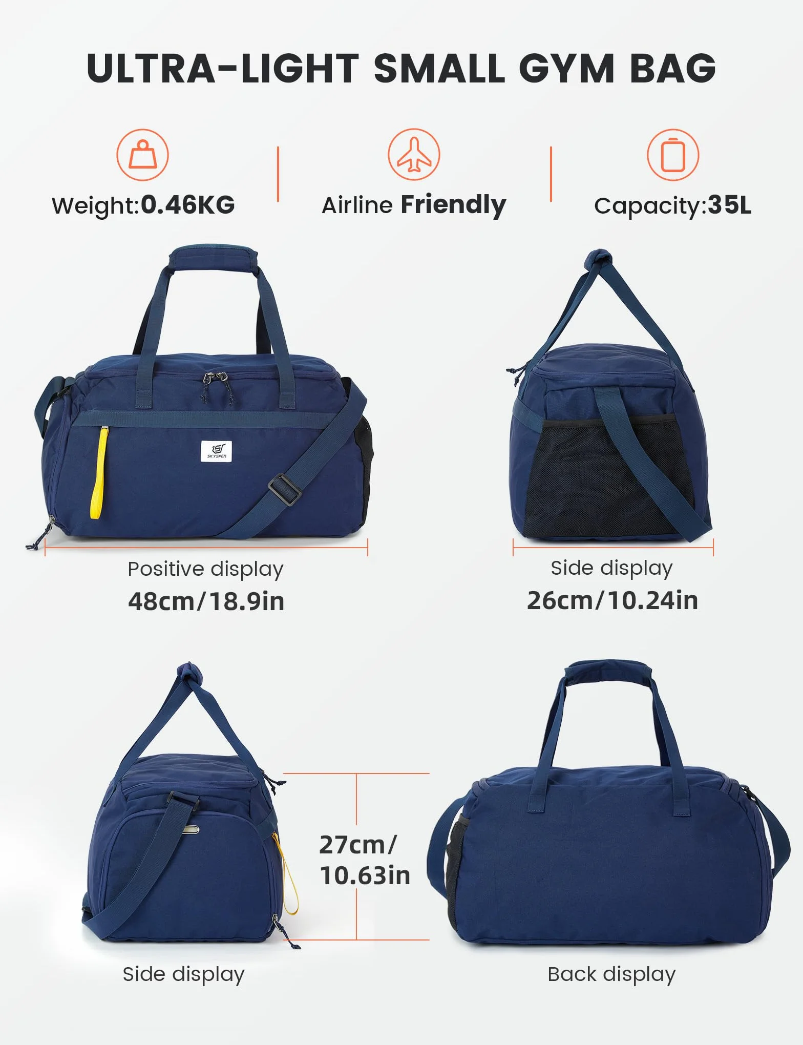 SKYSPER 35L Sac de Sport avec Compartiment à Chaussures et Compartiment Humide