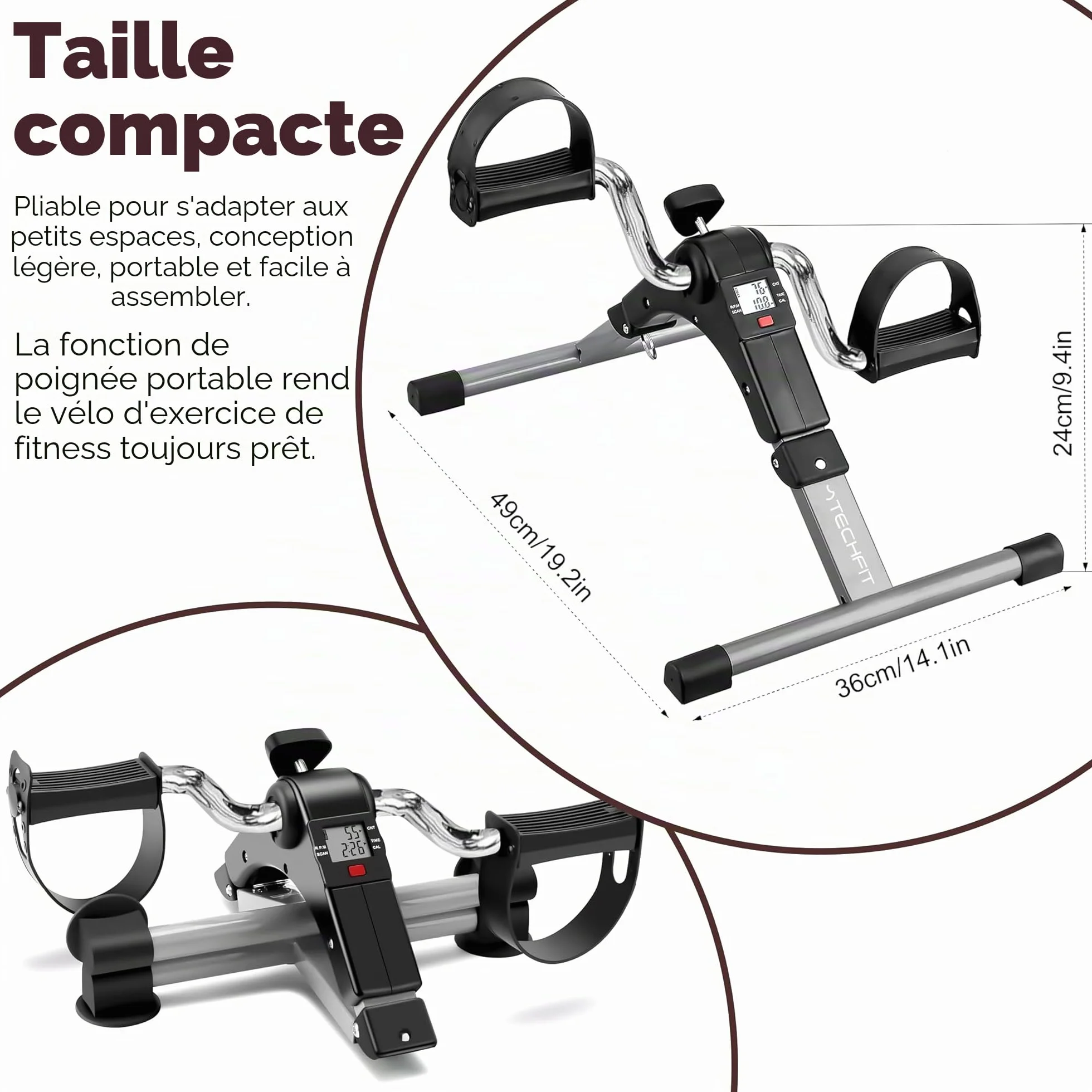Techfit Mini Vélo d'appartement Formateur pour Bras et Jambes